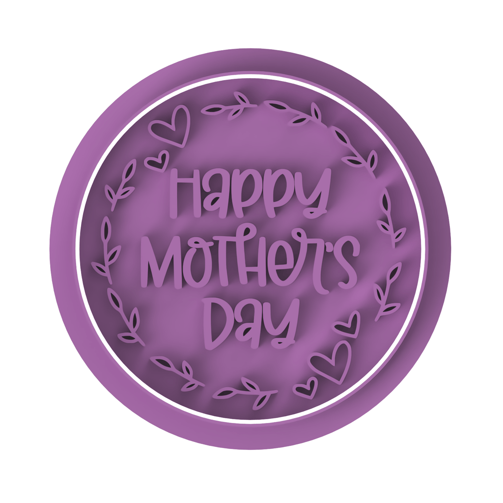 Australian Cookie Cutters Cookie Cutters Round Happy Mother's Day Cookie Cutter and Embosser Stamp