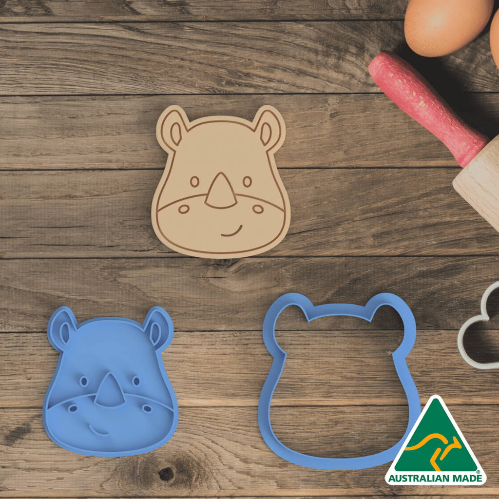 Australian Cookie Cutters Cookie Cutters Safari Animals Head Set V2 Cookie Cutter and Embosser Stamp