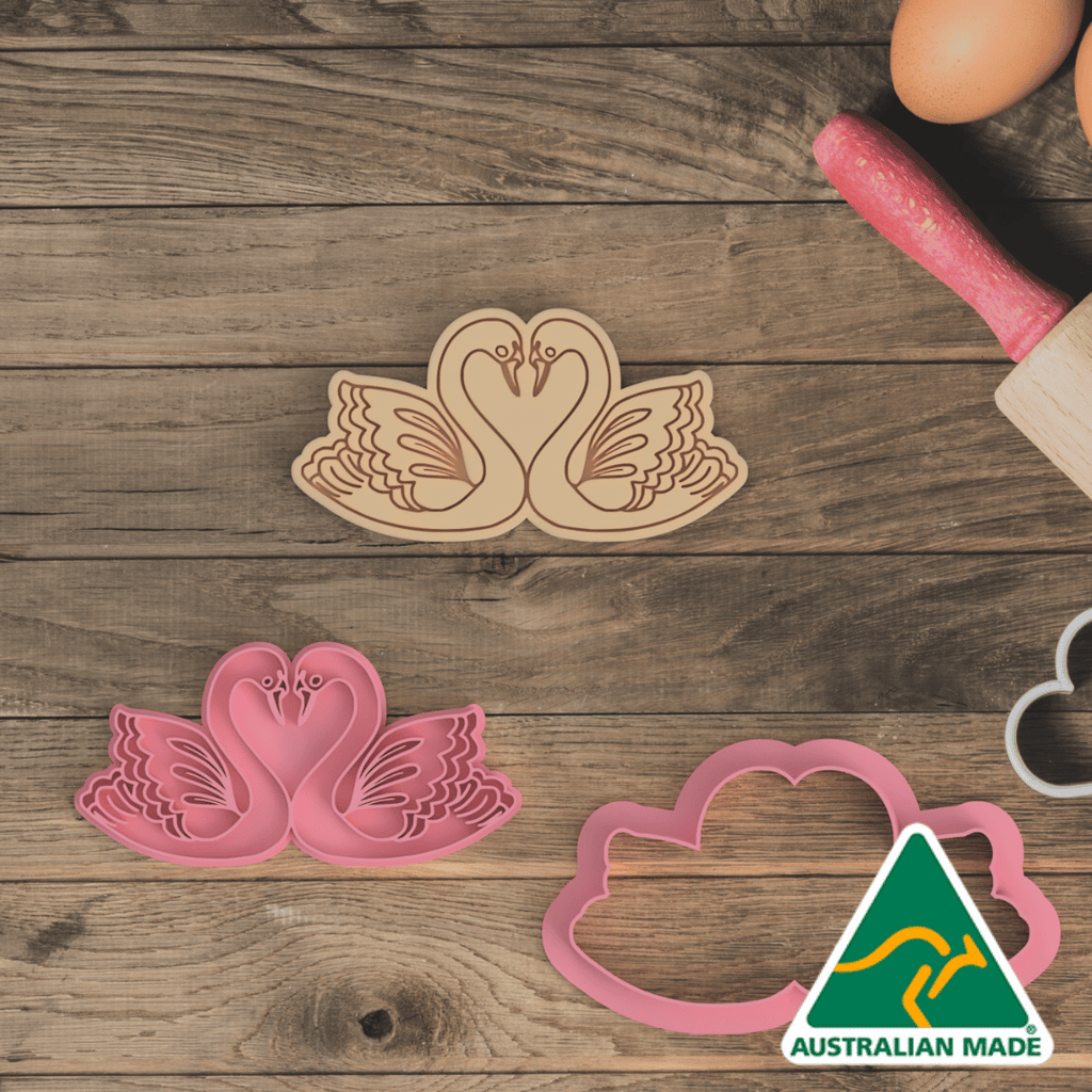 Australian Cookie Cutters Cookie Cutters Swans Cookie Cutter and Embosser Stamp
