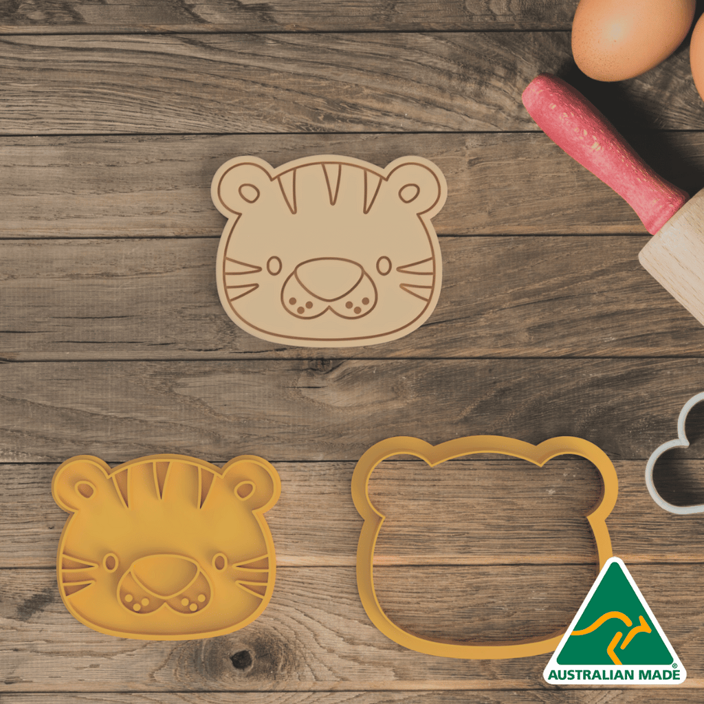 Tiger Face Cookie Cutter and Embosser Stamp