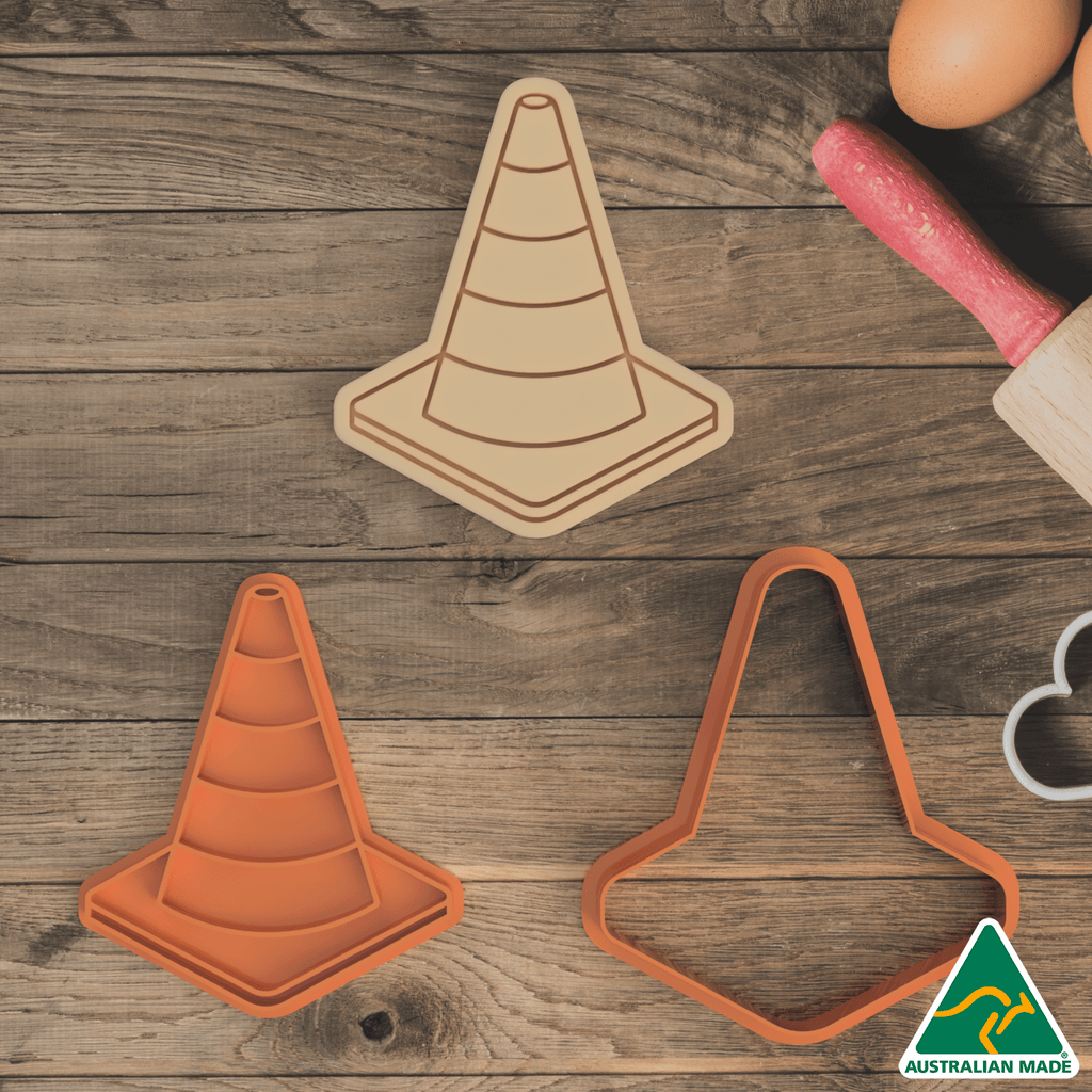 Australian Cookie Cutters Cookie Cutters Traffic Cone Cookie Cutter and Embosser Stamp