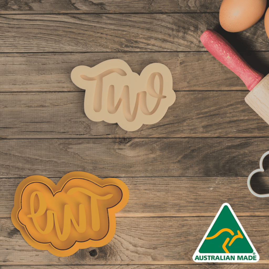 Australian Cookie Cutters Cookie Cutters Two (Written) Cookie Cutter and Embosser Stamp
