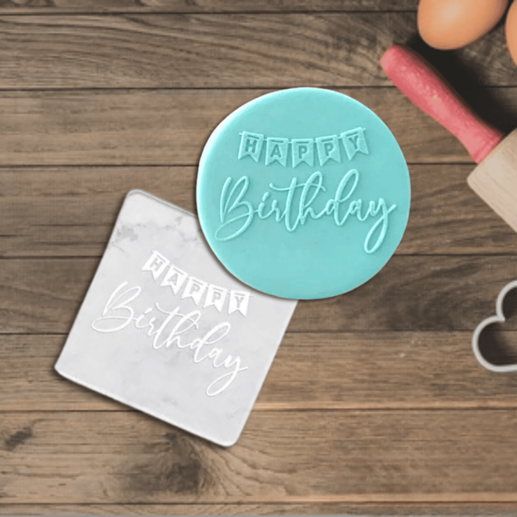 Australian Cookie Cutters Debosser Happy Birthday Banner Debosser