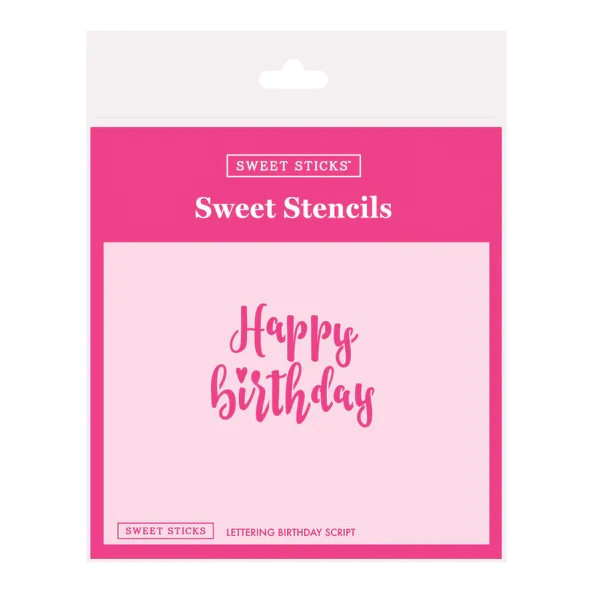 Sweet Sticks Cookie Stencil Sweet Sticks Happy Birthday Script Stencil