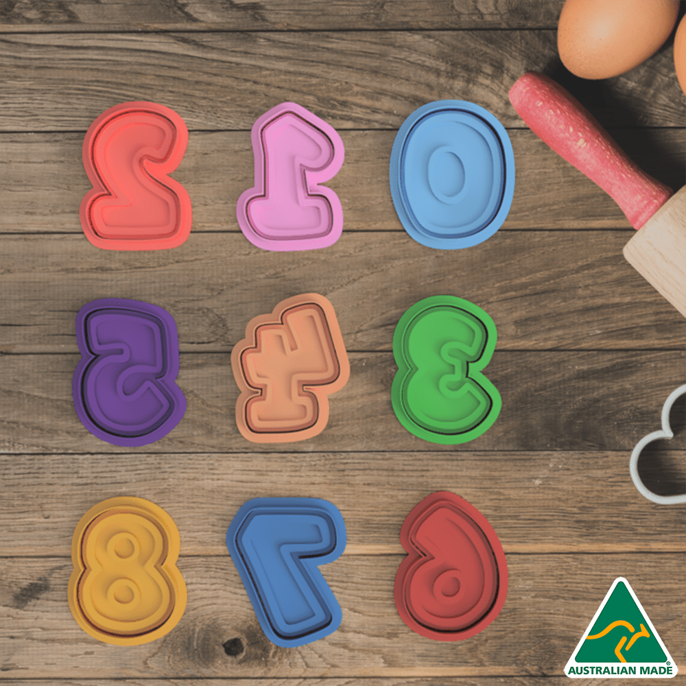 0 8 Basic Number Set Cookie Cutter Embosser Stamps