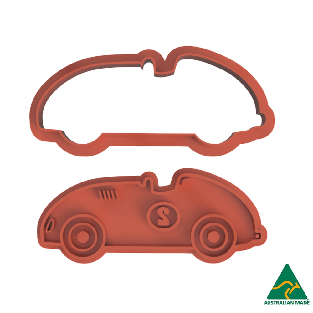Vintage Race Car Cookie Cutter and Embosser Stamp