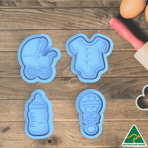 Baby Shower Themed Cookie Cutters With Embosser Stamp