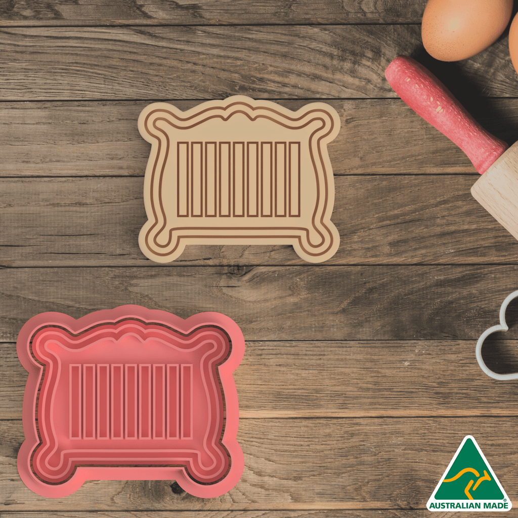 Australian Cookie Cutters Cookie Cutters Baby Cot Cookie Cutter and Embosser Stamp