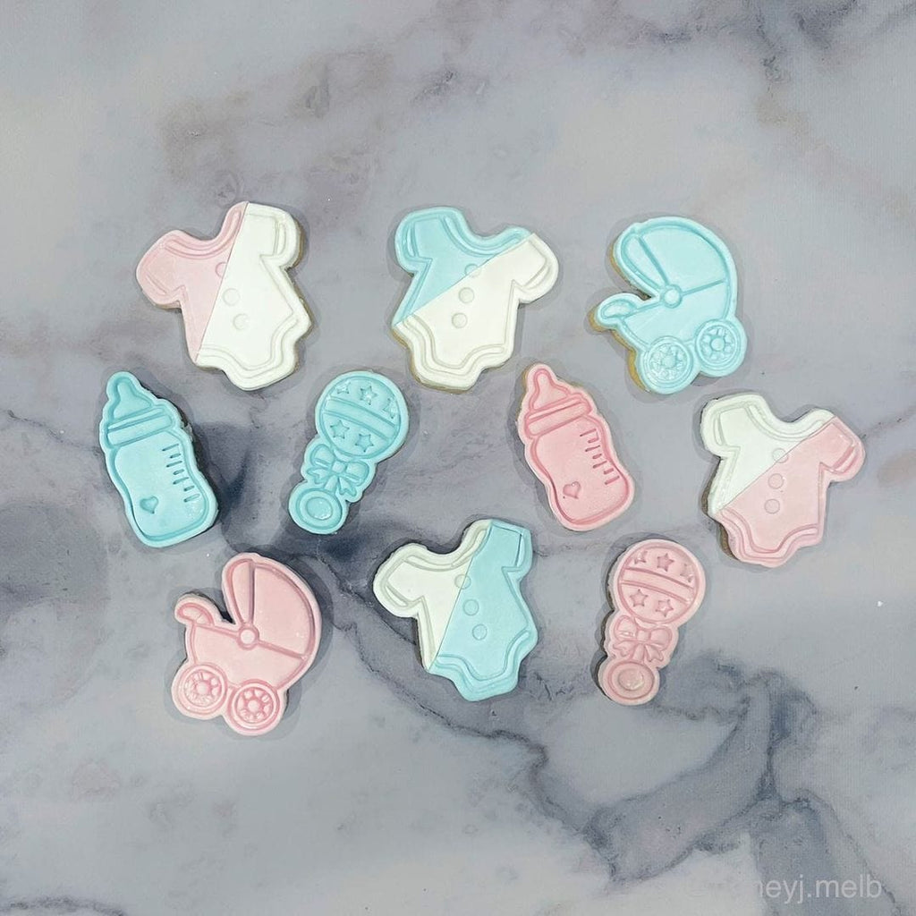 Australian Cookie Cutters Cookie Cutters Baby Rattle Cookie Cutter and Embosser stamp