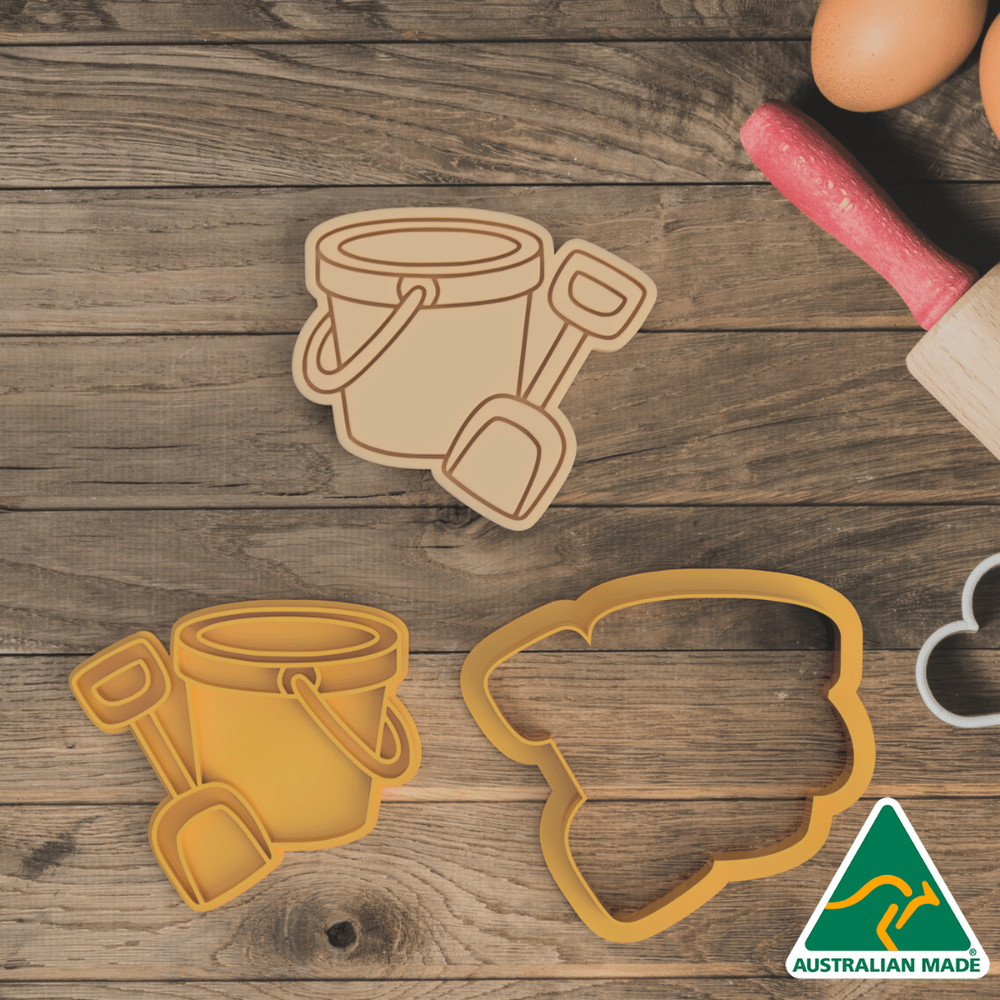 Australian Cookie Cutters Cookie Cutters Beach Bucket Cookie Cutter and Embosser Stamp