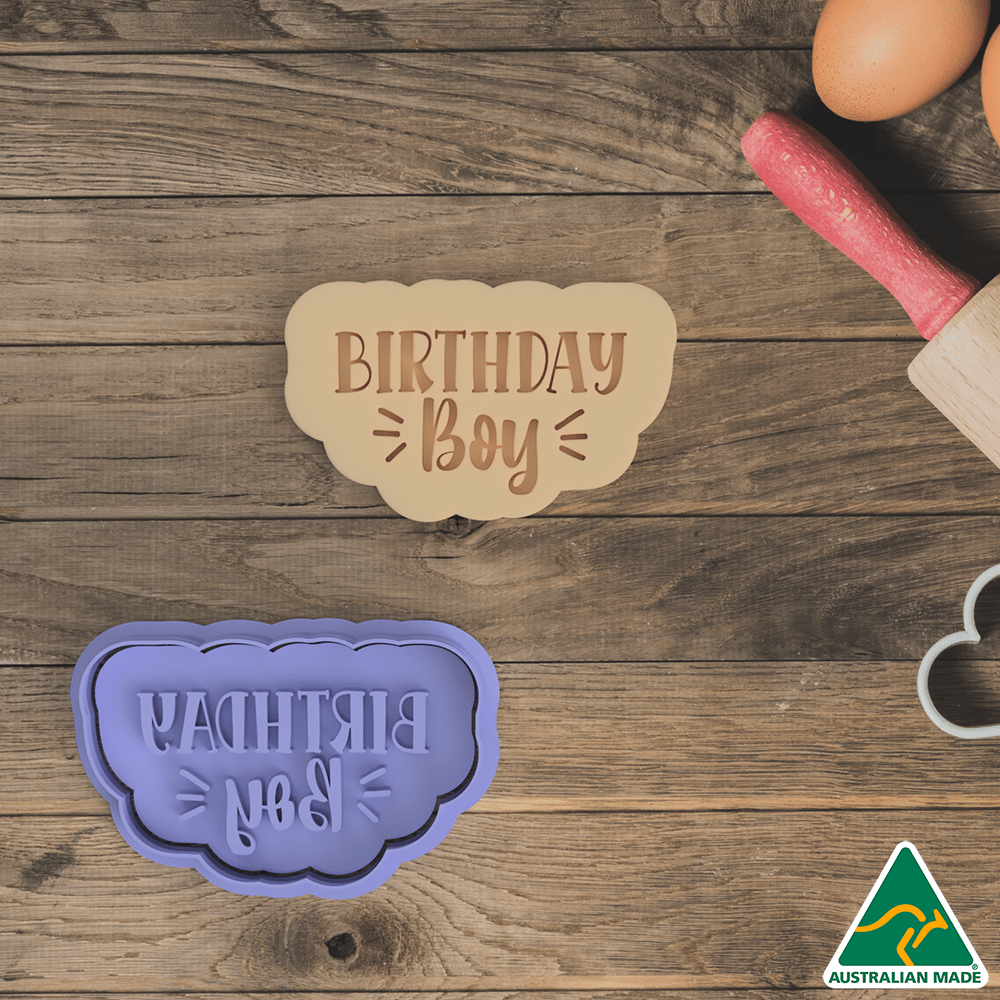 Australian Cookie Cutters Cookie Cutters Birthday Boy - Cookie Cutter and Embosser Stamp