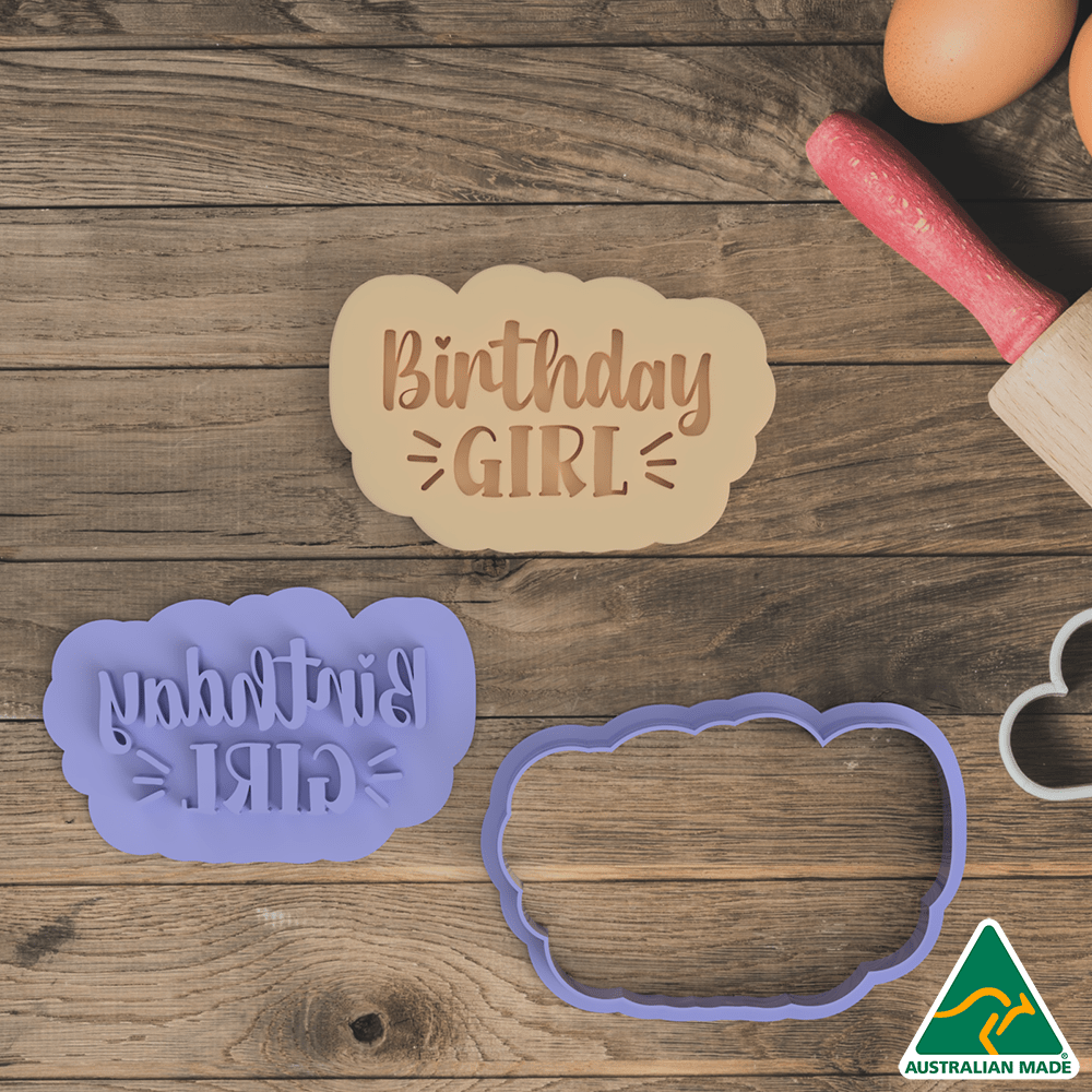 Australian Cookie Cutters Cookie Cutters Birthday Girl - Cookie Cutter and Embosser Stamp