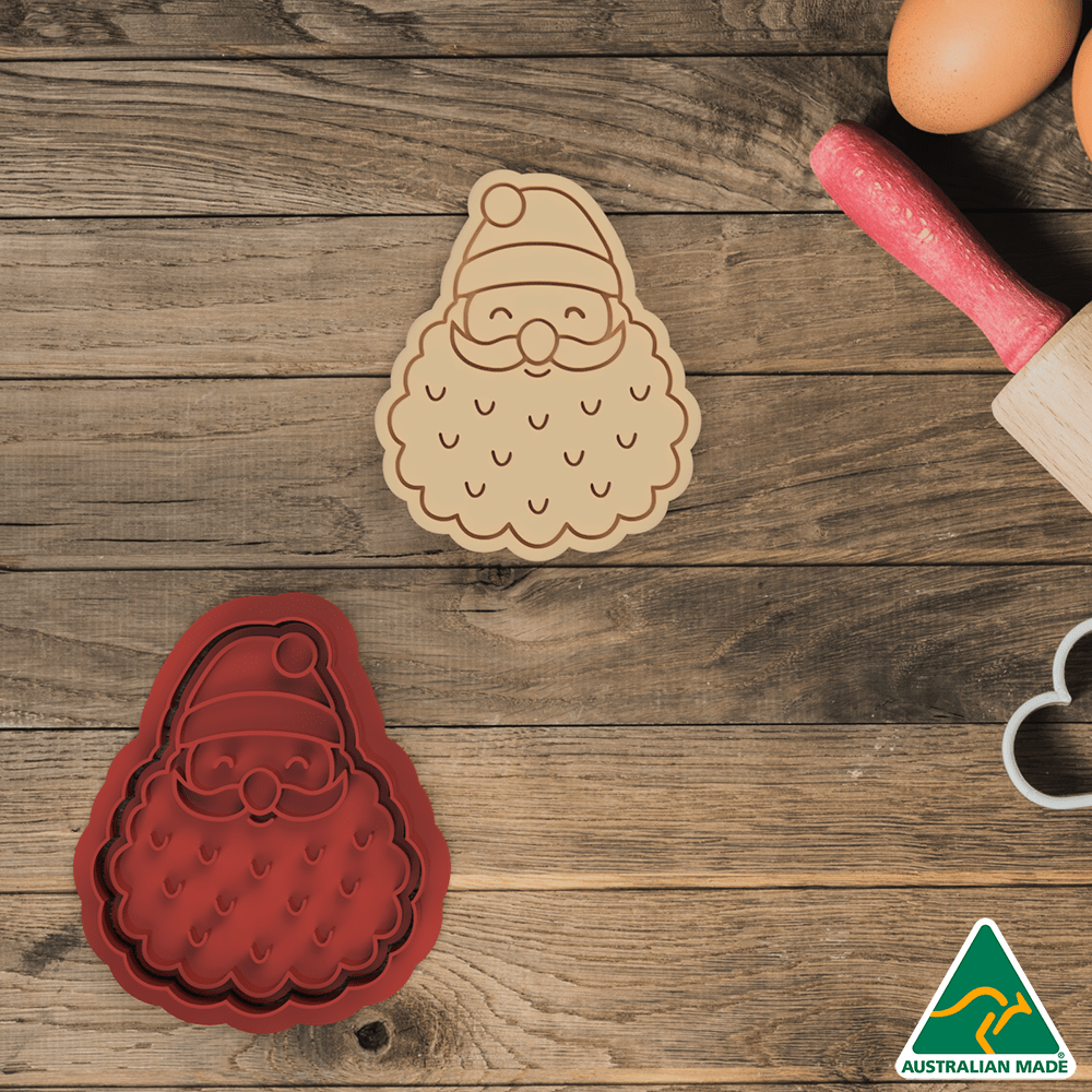 Australian Cookie Cutters Cookie Cutters Christmas Santa Face Cookie Cutter and Embosser Stamp
