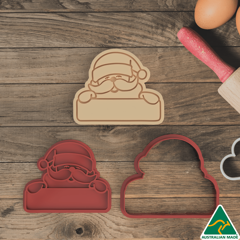 Australian Cookie Cutters Cookie Cutters Christmas Santa Name Plate Cookie Cutter and Embosser Stamp