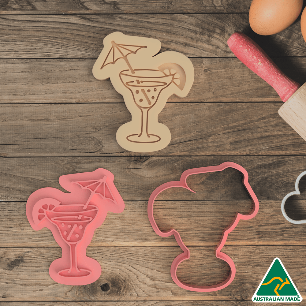Australian Cookie Cutters Cookie Cutters Cocktail Cookie Cutter and Embosser Stamp