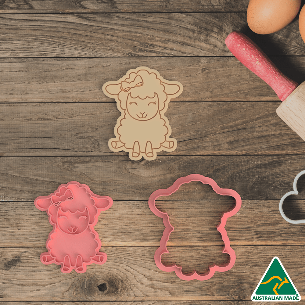 Cute Lamb Cookie Cutter and Embosser Stamp