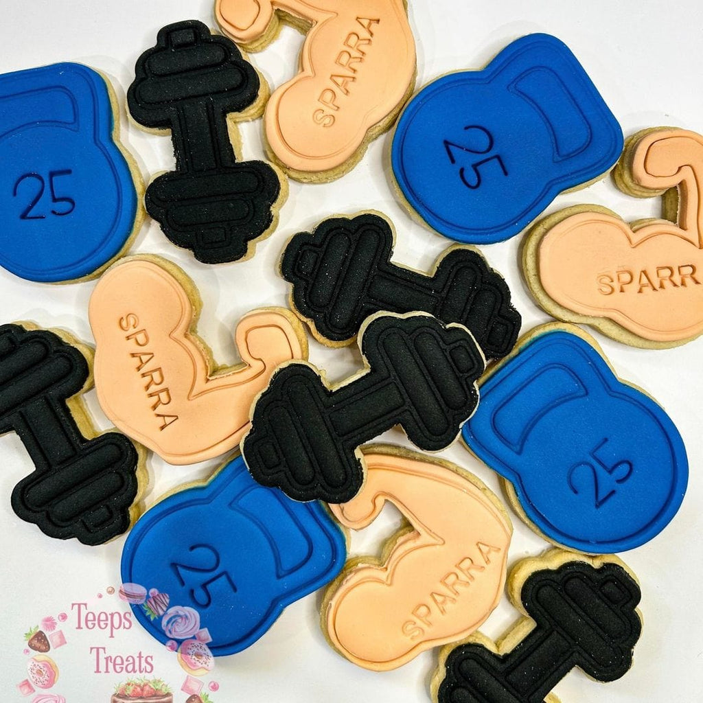 Dumbbell Cookie Cutter and Embosser Stamp