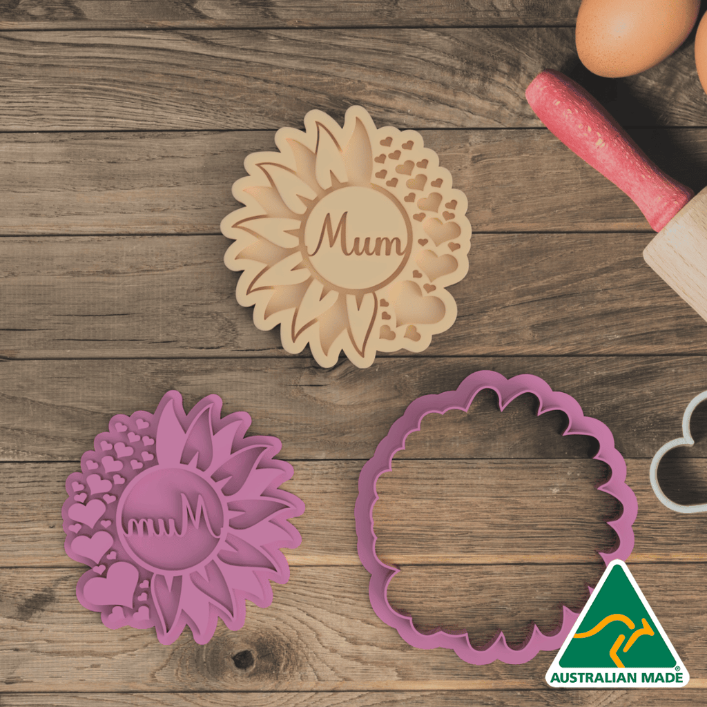 Australian Cookie Cutters Cookie Cutters Floral Mum Cookie Cutter and Embosser Stamp