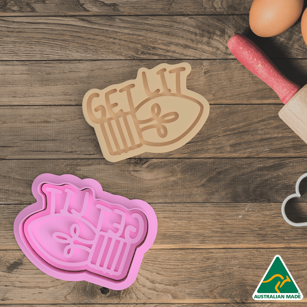 Australian Cookie Cutters Cookie Cutters Get Lit Cookie Cutter and Embosser Stamp