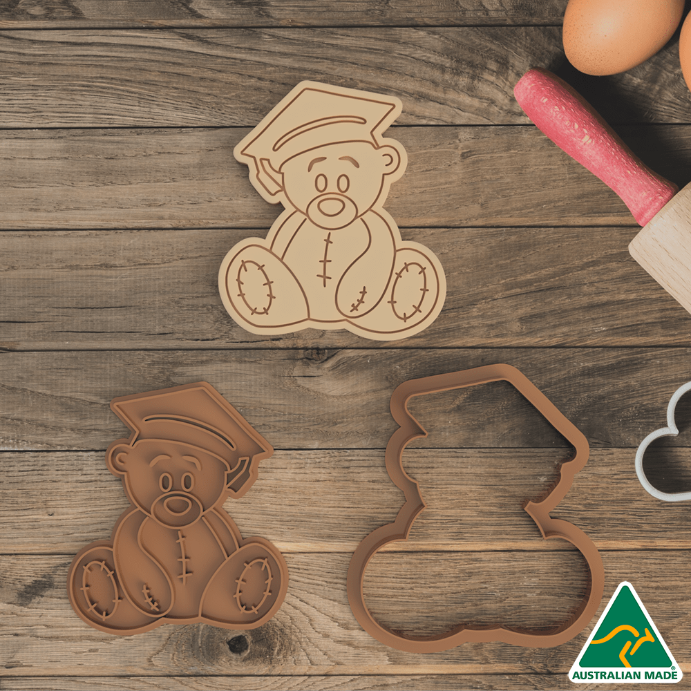 Australian Cookie Cutters Cookie Cutters Graduation Bear Cookie Cutter and Embosser Stamp