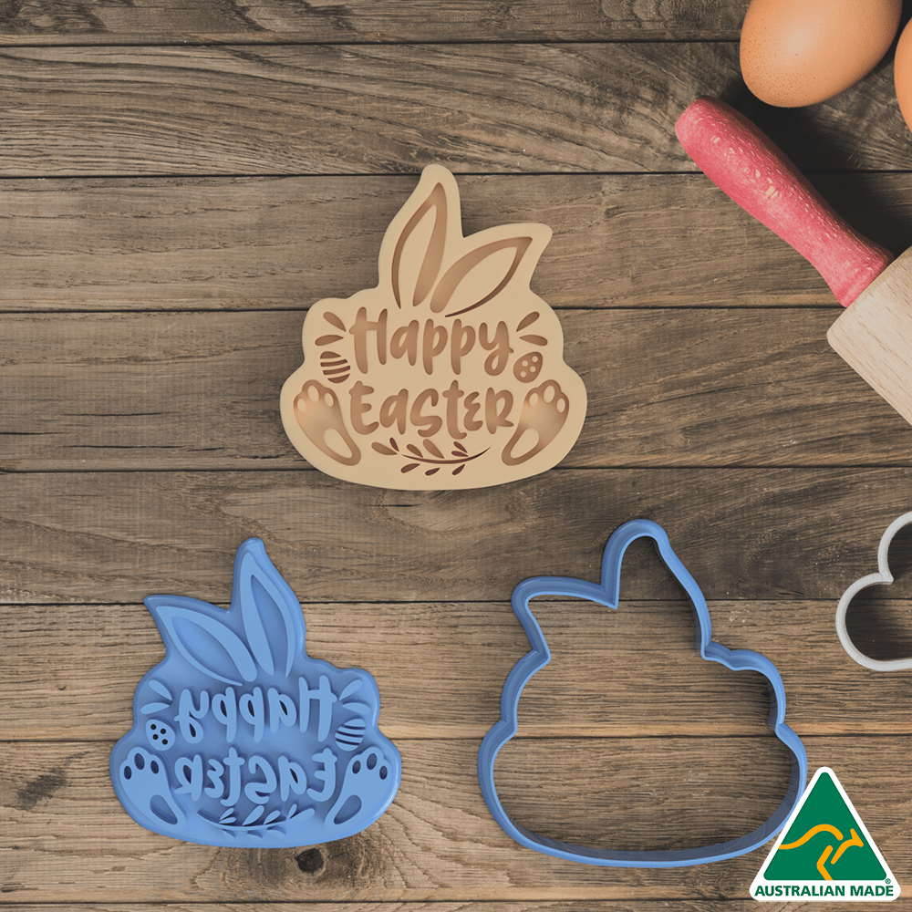 Australian Cookie Cutters Cookie Cutters Happy Easter Bunny Cookie Cutter And Embosser Stamp