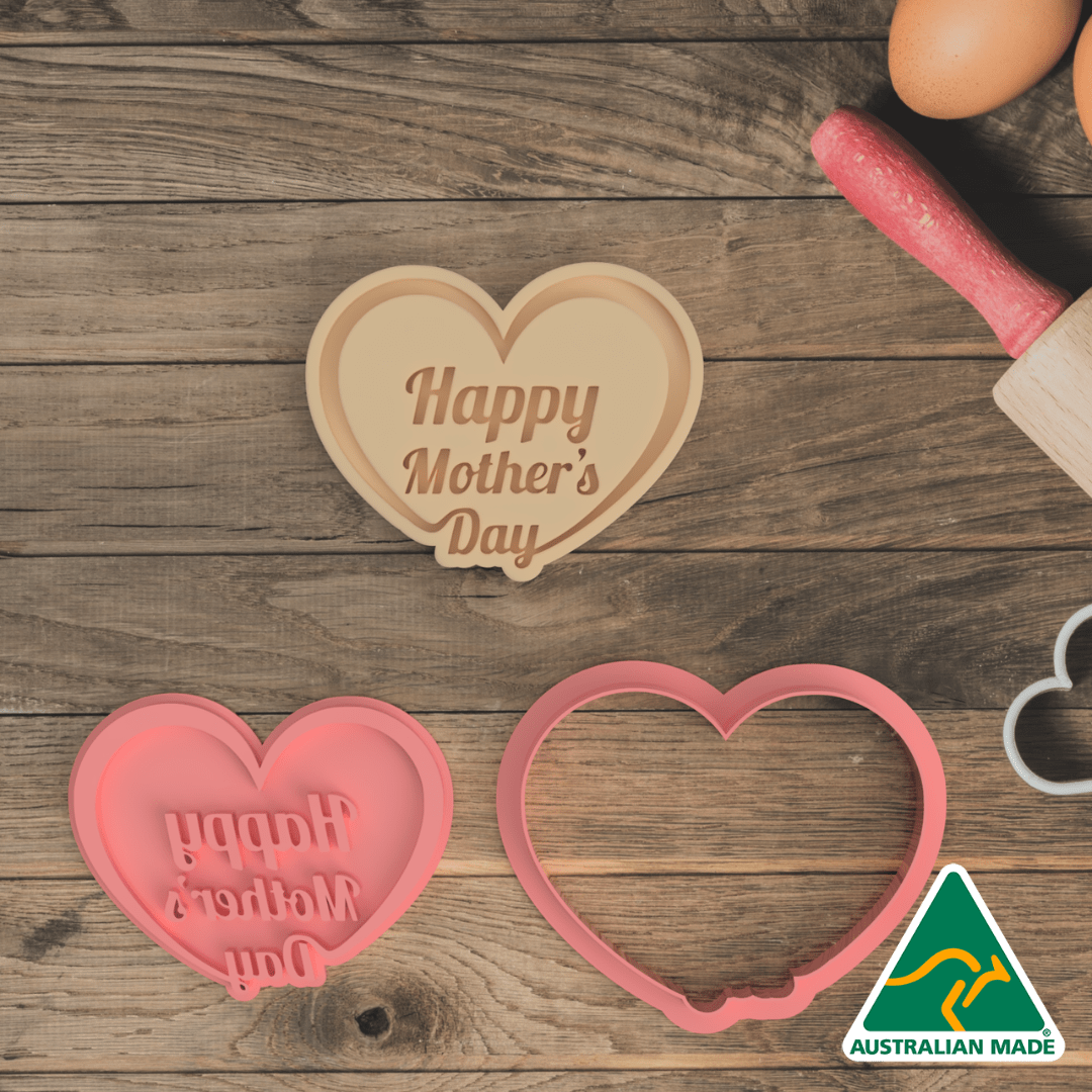 Happy Mother's Day Heart Cookie Cutter and Embosser Stamp
