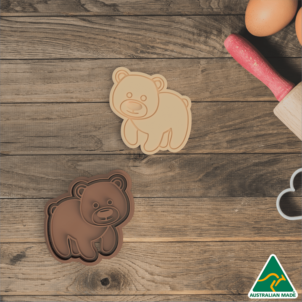 Australian Cookie Cutters Cookie Cutters Jungle Animals- Bear Cookie Cutter And Embosser Stamp