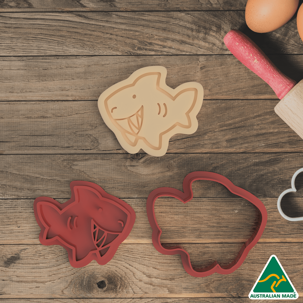 Australian Cookie Cutters Cookie Cutters Shark Cookie Cutter and Embosser Stamp