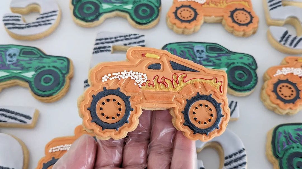 Yellow Monster Truck Cookie Cutter and Embosser Stamp