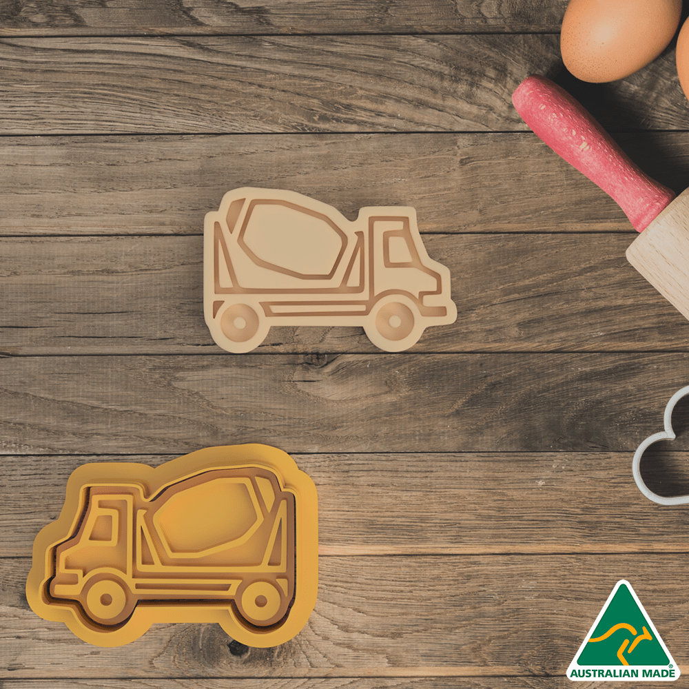 Australian Cookie Cutters Cookie Cutters Transport Concrete Truck Cookie Cutter and Embosser Stamp