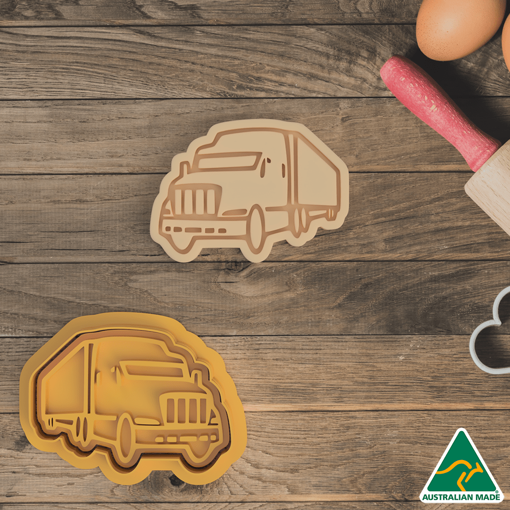 Australian Cookie Cutters Cookie Cutters Transport Semi Truck Cookie Cutter and Embosser Stamp