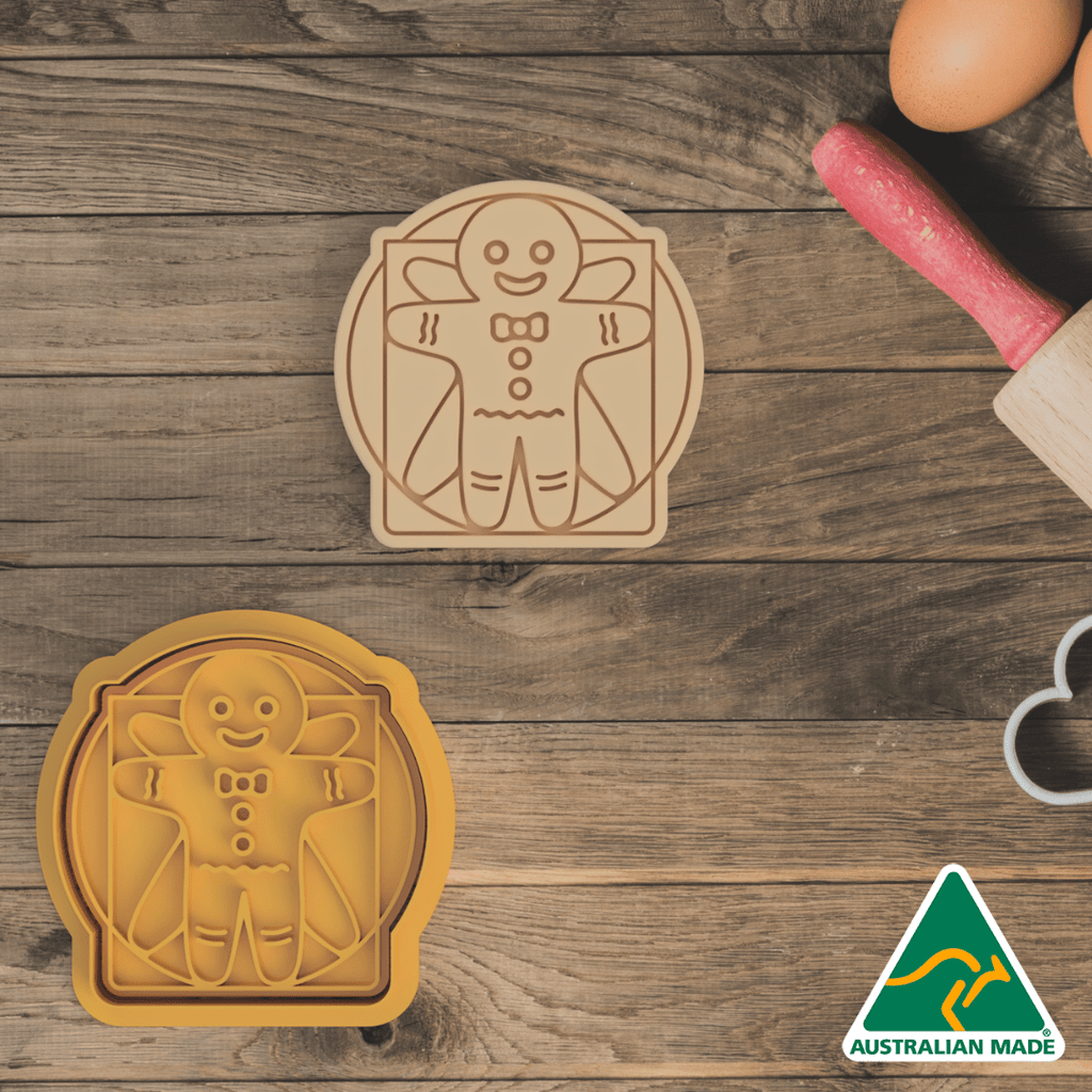 Australian Cookie Cutters Cookie Cutters Vitruvian Gingerbread Cookie Cutter and Embosser Stamp