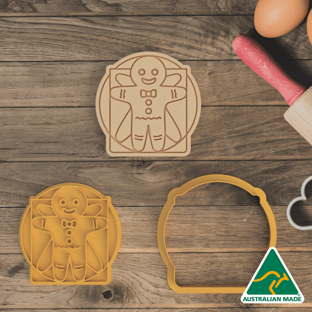 Australian Cookie Cutters Cookie Cutters Vitruvian Gingerbread Cookie Cutter and Embosser Stamp