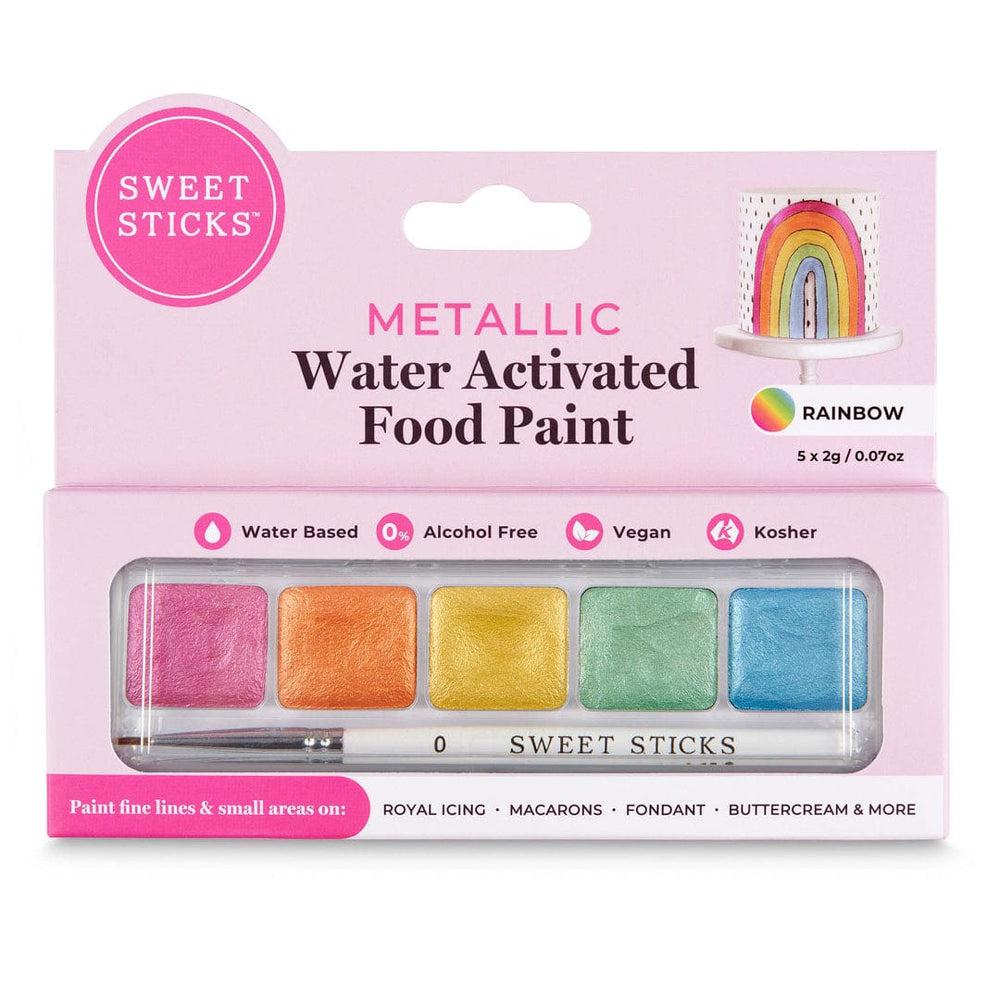 Australian Cookie Cutters Sweet Sticks Rainbow Theme Palette - Metallic Water Activated Food Paint