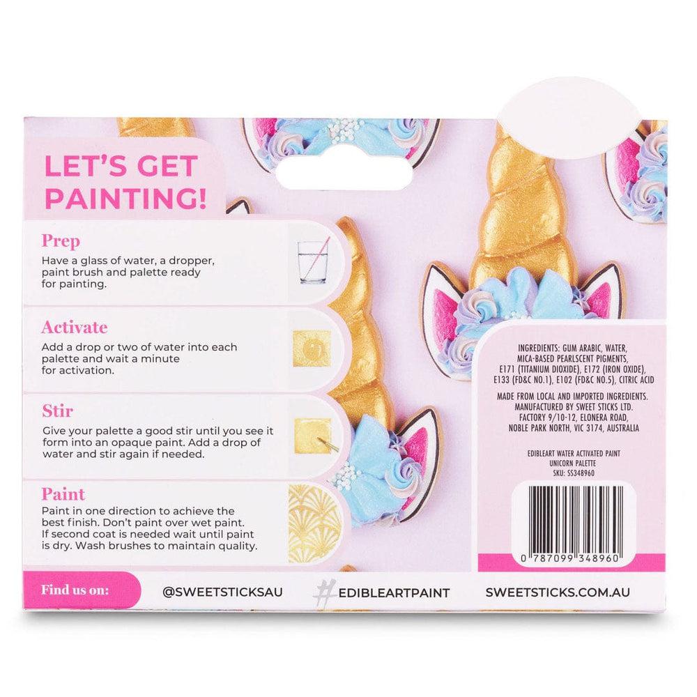 Sweet Sticks Unicorn Theme Palette | Water Activated Food Paint